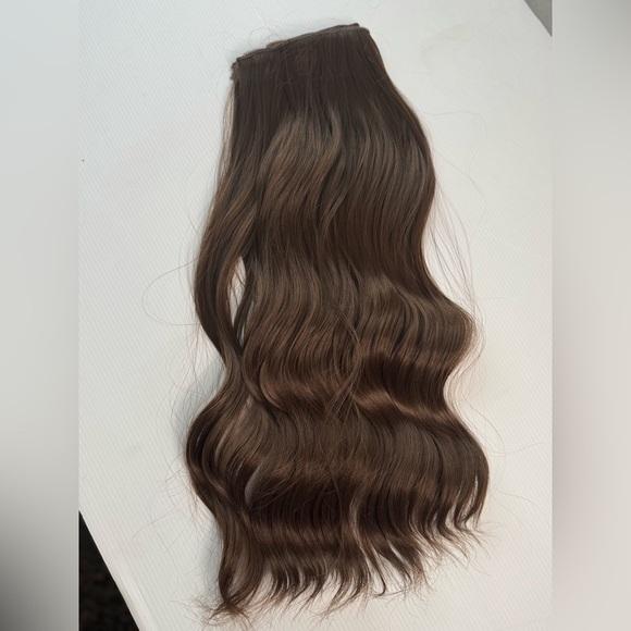 20 IN  CLIP IN SET CHESTNUT CHOCOLATE BROWN CURLY WAVE  HAIR EXTENSIONS - Picture 1 of 9
